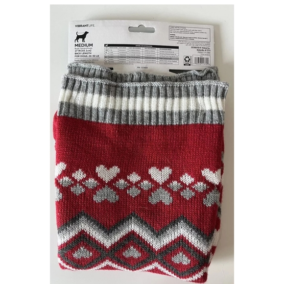 Spoiled Pooch Dog Sweater Animal Graphic Print Hearts Stripe Size Medium Cozy - Picture 3 of 16